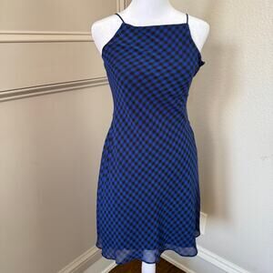 Polo Ralph Lauren Girls Plaid Sleeveless Chiffon Dress Royal/Black Size 14